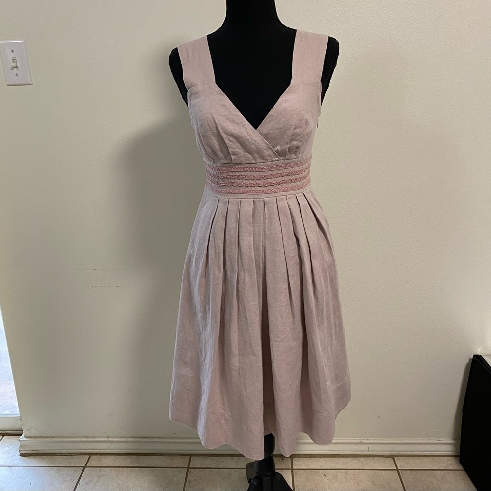 Sundance Dress Women’s Size 4P Mauve Pink 100% Linen Dress Fit and Flare